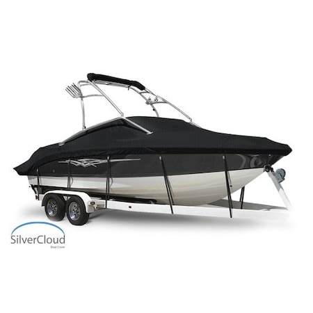 Eevelle Silvercloud Boat Cover SKI BOAT Tournament w/Tower Inboard 27' 6in. L 102in. W Black SCTURSKT27102-BLK